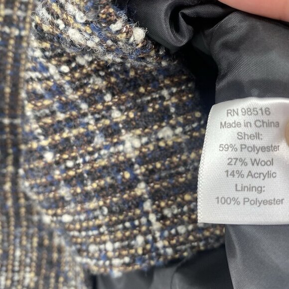 Coldwater Creek Size 10 Tweed Blazer Short Sleeve Jacket Wool Blend - Picture 12 of 13